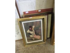 MIXED LOT CONTAINING A PRINT OF A JAPANESE GIRL HORSE PRINT ETC (QTY)