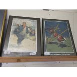 TWO FRAMED PRINTS OF CARICATURES TO INCLUDE A SAILOR AND A FURTHER CRICKETER~S NIGHTMARE (2)