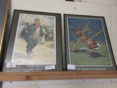 TWO FRAMED PRINTS OF CARICATURES TO INCLUDE A SAILOR AND A FURTHER CRICKETER~S NIGHTMARE (2)