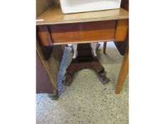 VICTORIAN MAHOGANY PEDESTAL PEMBROKE TABLE WITH SINGLE DRAWER TO END