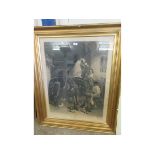 LARGE GILT FRAMED PRINT ENTITLED |FEEDING THE HORSE|