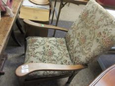 BEECHWOOD FRAMED UPHOLSTERED ARMCHAIR