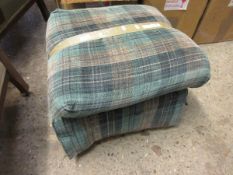 CHECKED FABRIC COVERED FOOT STOOL