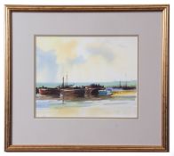 •AR Gordon Hales, RSMA, FRSA (1916-1997), Shipping becalmed, watercolour, signed lower left, 28 x