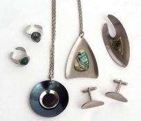 Collection of 1960s Sheffield stainless steel jewellery including makers Lord Python and Peak,