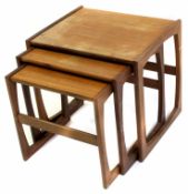 Nest of three 1960s G-Plan cube design teak coffee tables