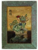 Chinese School (20th century), Still Life study of a porcelain dragon, oil on canvas, signed top