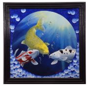 •AR Anne Read (contemporary), Koi carp, oil on panel, signed lower right, 42 x 42cm