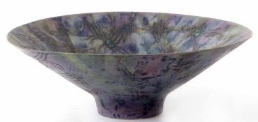 Phyllis Dupuy (circa 1978) Studio porcelain bowl, decorated in shades of blue to a lilac ground,