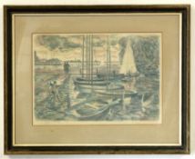 •AR Sydney Greenwood (1913-2001), Harbour Scene, lithograph, signed, dated 59 and numbered 13/50