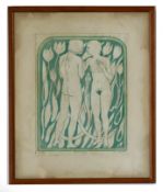 •AR Warwick Hutton (20th century), "Adam and Eve", screen print, signed, dated 71, numbered 22/24