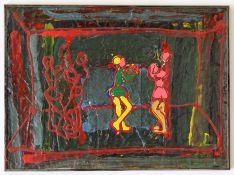 •AR John Kiki (born 1943), Figures, mixed media, 55 x 75cm