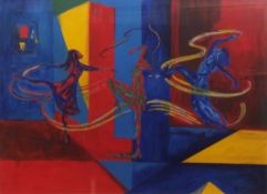 •AR Elizabeth Tozer (20th century) "Dance rhythms II", mixed media, signed lower right 52 x 72cm