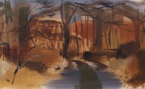 •AR Timothy Gibbs (1923-2012) "The lane in winter", mixed media, signed and dated 66 lower left,