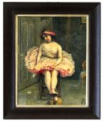 Modern British School (20th century), Young Ballerina, oil on board, initialled AMB lower right,