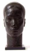 HR (20th century), bust of a woman, bronze, monogrammed and inscribed "Paris 26", 30cm high