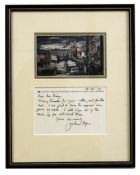 John Piper, CH (1903-1992), autographed letter framed with a coloured print