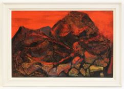 Dickerson (20th century), "Red Centre", oil on board, signed and dated 69 lower left, 60 x 90cm