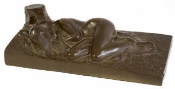 Rene Baudichon, bronze cast of a sleeping nude, 33cm long