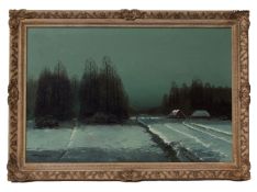 •AR Wiktor Kozecki (1890-1980) Winter landscape at night, oil on canvas, signed lower left 60 x