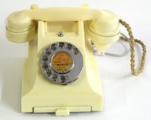 GPO vintage Bakelite telephone in ivory, model number 300 with drawer, paper label "Belgravia 5077