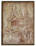 Russian School (20th century), Church in landscape, oil on canvas, indistinctly signed lower left,