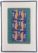 •AR Sally Morgan (born 1951), "Men and Ducks" coloured print, signed, numbered 19/50 and