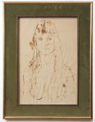 •AR William Redgrave (1903-1986), Portrait of a young girl, pen, ink and wash, signed and dated 1961