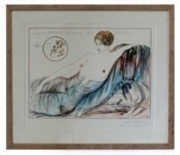 •AR Guilherme de Faria (born 1942), Reclining female nude, coloured print, signed and numbered 3/