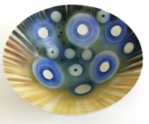 Peter Lane (born 1932), porcelain dry glaze bowl "Sun over a galaxy", incised with maker's name