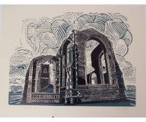 AR JAMES DODDS (born 1957) “Covehithe” linocut, signed, numbered 17/50 and inscribed