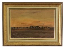 Jonathan Bowden (20th century), Open landscape, oil on board, 22 x 33cm