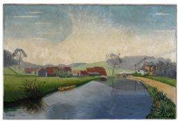 C Doyle (20th century), River Landscape, oil on canvas, signed lower left, 46 x 69cm, unframed