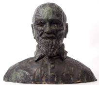 British School (20th century), Portrait of a bearded man, stoneware sculpture, 32cm high