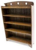 Liberty & Co Arts & Crafts oak bookcase with label to reverse, 125 x 92cm