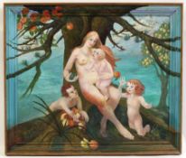 •AR Elizabeth Fraser (1914-2006), "Crete, the lost Cedar", oil on canvas, 75 x 90cm, Exhibited: