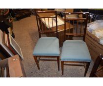 PAIR OF EDWARDIAN MAHOGANY BEDROOM CHAIRS WITH UPHOLSTERED SEATS