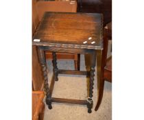 OAK FRAMED SQUARE TOPPED BARLEY TWIST SIDE TABLE