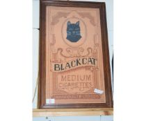 OAK FRAMED BLACK CAT MEDIUM CIGARETTES ADVERTISING EMBROIDERY