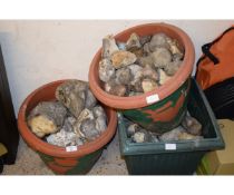 THREE PLASTIC CONTAINERS OF ASSORTED FLINTS