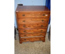 REPRODUCTION YEW WOOD DROP FRONTED STUDENT'S BUREAU FORMED AS A CHEST FITTED WITH FOUR DRAWERS AND