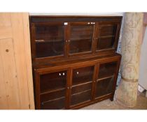 EARLY 20TH CENTURY MAHOGANY FRAMED BOOKCASE WITH SIX GLAZED DOORS WITH BRASS BUTTON HANDLES