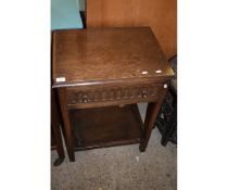 OAK FRAMED SINGLE DRAWER SIDE TABLE WITH OPEN SHELF