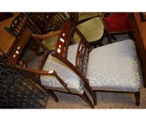 REGENCY MAHOGANY ARMCHAIR TOGETHER WITH A SIMILAR OPEN BAR BACK DINING CHAIR (2)