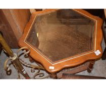 BEECHWOOD HEXAGONAL GLASS TOPPED TABLE