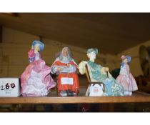 GROUP OF DOULTON FIGURES TO INCLUDE LILY, ASCOT, HN2356, THE JUDGE HN2443, TOP OF THE HILL HN1849,