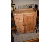 RUSTIC PINE FRAMED LOWBOY WITH THREE DRAWERS WITH SINGLE CUPBOARD DOOR