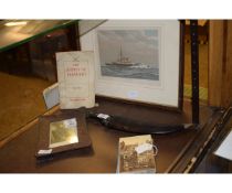 MIXED LOT CONTAINING MIXED POSTCARDS, METAL PICTURE FRAME AND A PRINT OF HMS RODNEY, TOGETHER WITH