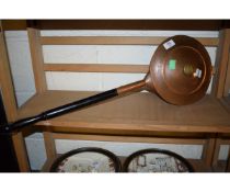 SMALL COPPER WARMING PAN WITH TURNED HANDLE