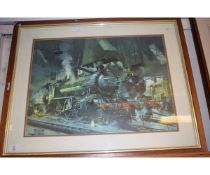 OAK FRAMED PRINT OF THE GREAT MARQUIS STEAM ENGINE